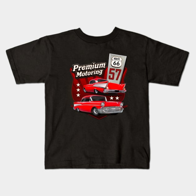 Hot Rod Chevy 57 Kids T-Shirt by hardtbonez